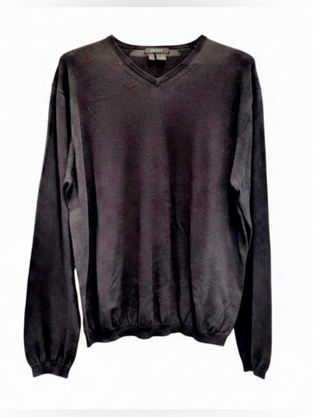DKNY Men’s V-Neck Sweater. Black. Large